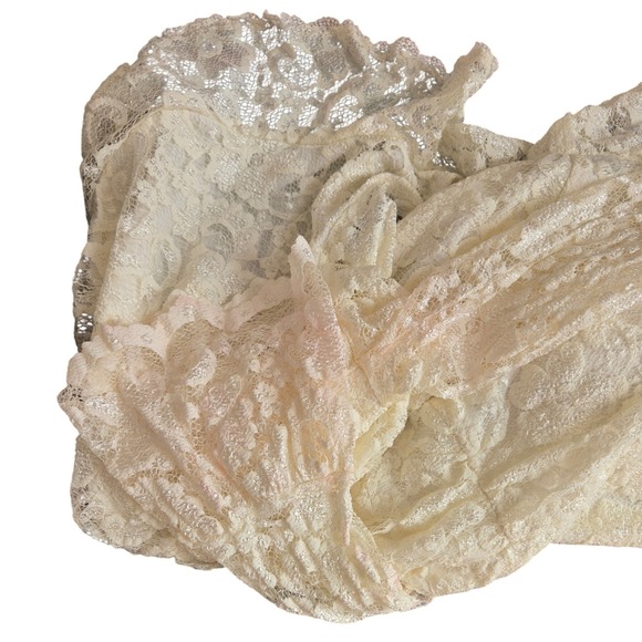 Vintage J.R. Nites Blouse Top Fairy Romantic Cream Lace Ruffle Long Sleeve Sz 12 - Picture 8 of 8